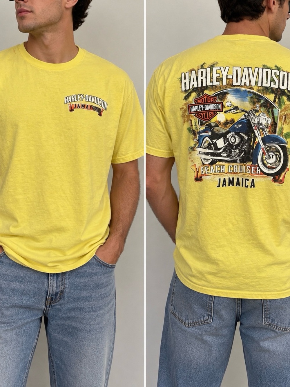 Harley-Davidson Jamaica Beach Cruiser Graphic T-Shirt Yellow XL